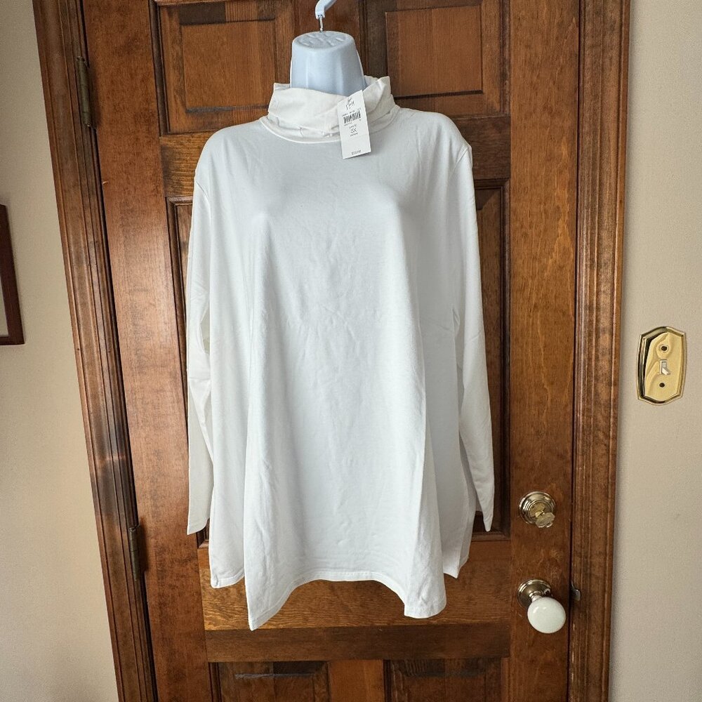 NWT J. Jill purejill White Pima-Stretch Turtleneck Size 3X